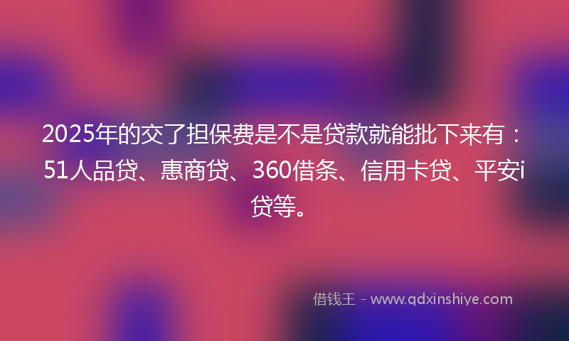2025年的交了担保费是不是贷款就能批下来有：51人品贷、惠商贷、360借条、信用卡贷、平安i贷等。