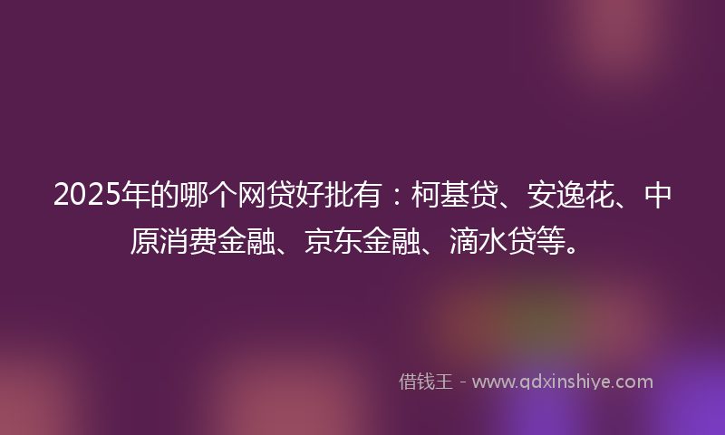2025年的哪个网贷好批有：柯基贷、安逸花、中原消费金融、京东金融、滴水贷等。