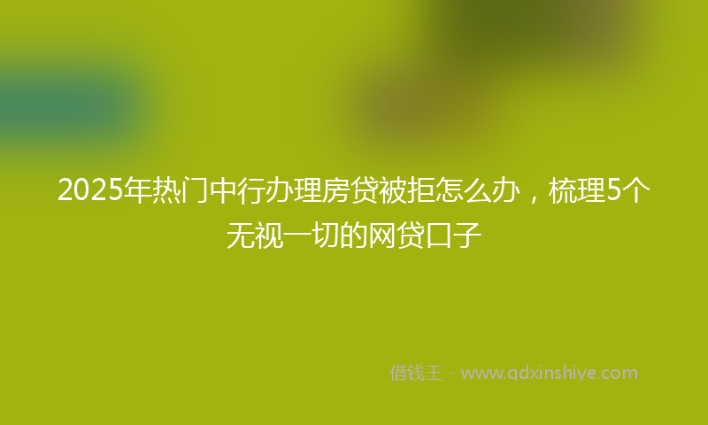 2025年热门中行办理房贷被拒怎么办，梳理5个无视一切的网贷口子