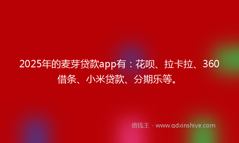 2025年的麦芽贷款app有：花呗、拉卡拉、360借条、小米贷款、分期乐等。