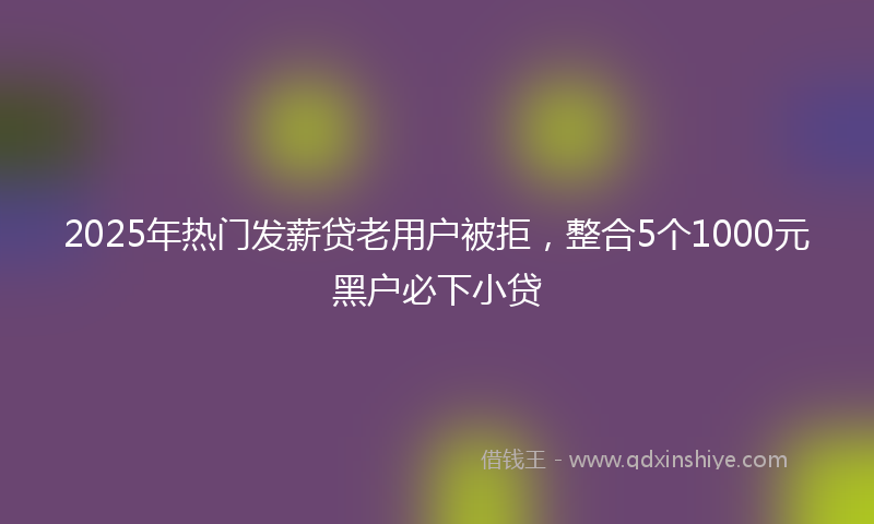 2025年热门发薪贷老用户被拒，整合5个1000元黑户必下小贷