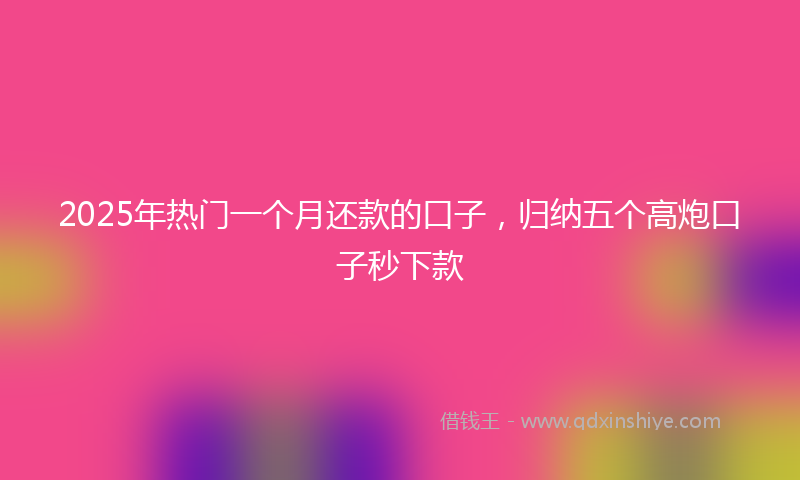 2025年热门一个月还款的口子，归纳五个高炮口子秒下款