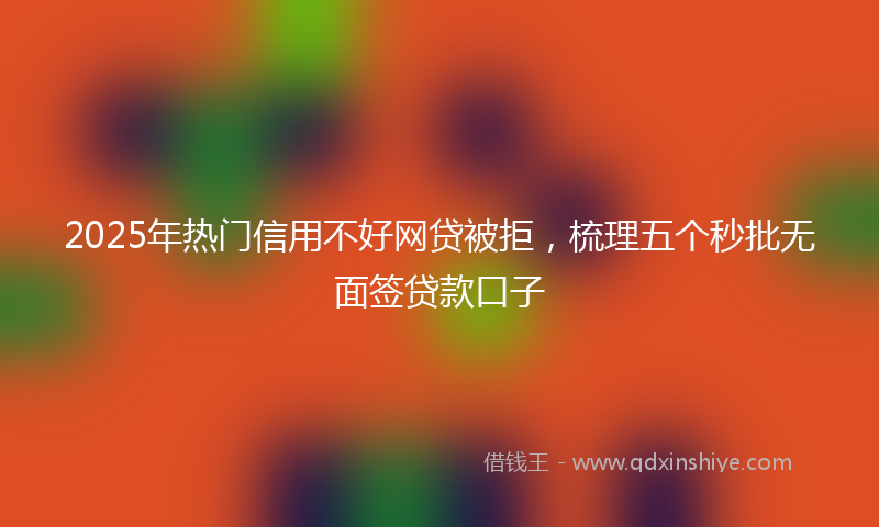 2025年热门信用不好网贷被拒，梳理五个秒批无面签贷款口子