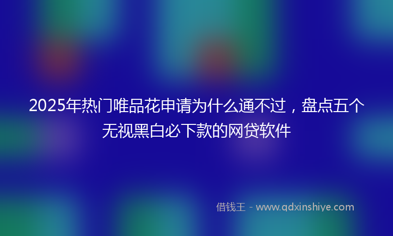 2025年热门唯品花申请为什么通不过，盘点五个无视黑白必下款的网贷软件