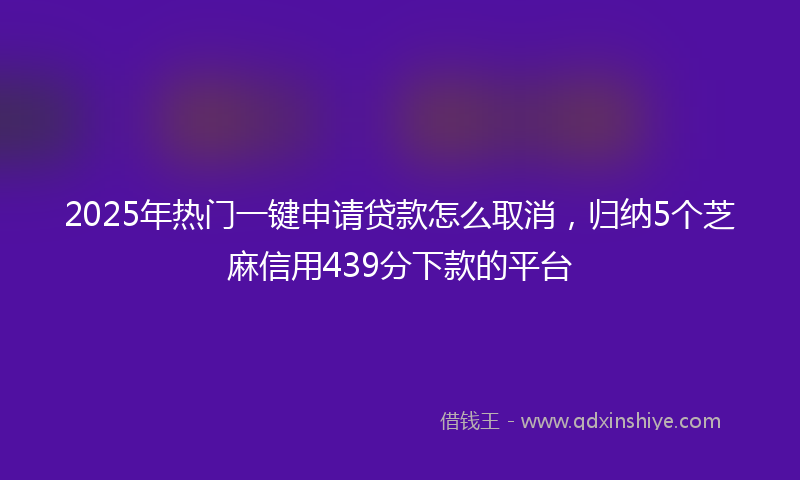 2025年热门一键申请贷款怎么取消，归纳5个芝麻信用439分下款的平台