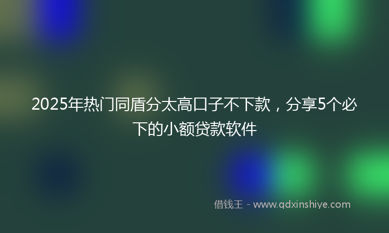2025年热门同盾分太高口子不下款，分享5个必下的小额贷款软件