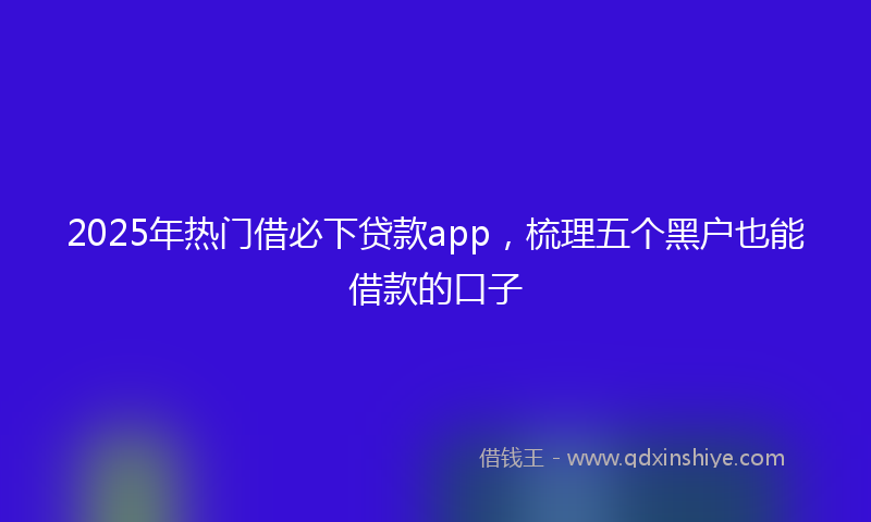 2025年热门借必下贷款app，梳理五个黑户也能借款的口子