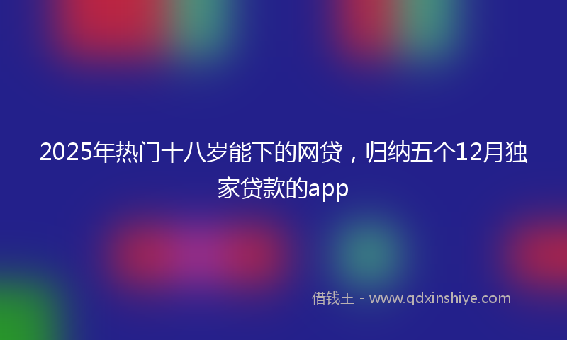 2025年热门十八岁能下的网贷，归纳五个12月独家贷款的app