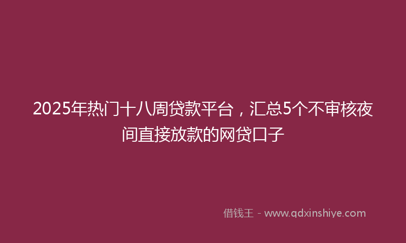 2025年热门十八周贷款平台，汇总5个不审核夜间直接放款的网贷口子
