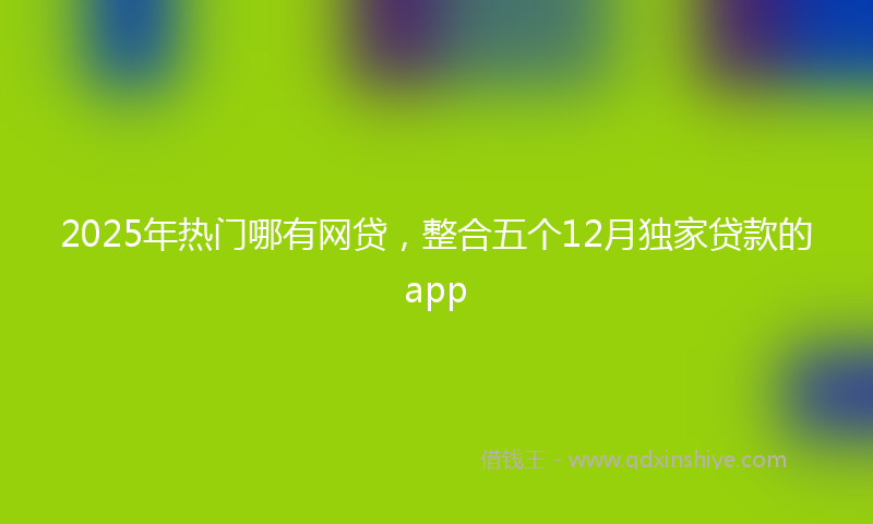 2025年热门哪有网贷，整合五个12月独家贷款的app