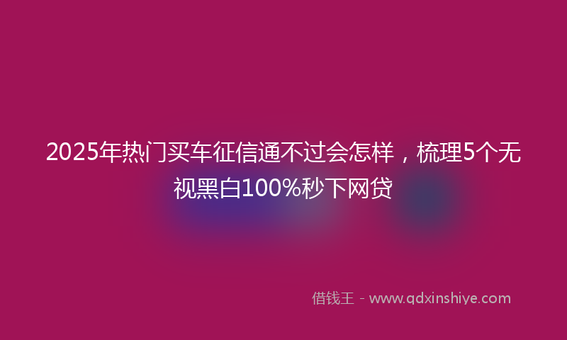 2025年热门买车征信通不过会怎样，梳理5个无视黑白100%秒下网贷