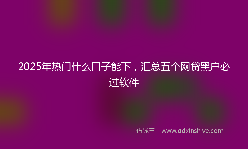 2025年热门什么口子能下，汇总五个网贷黑户必过软件