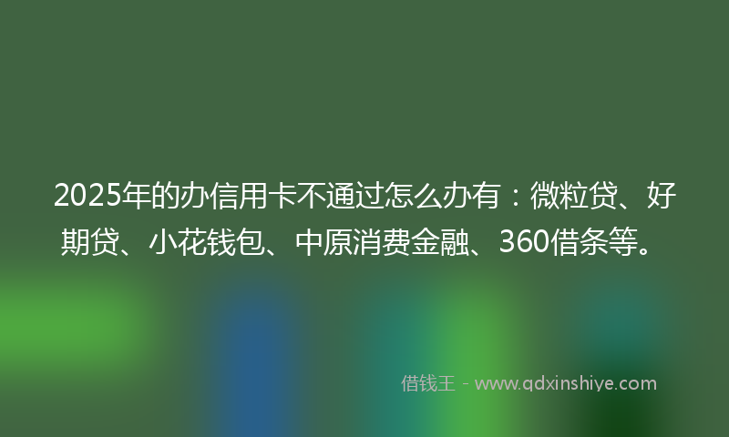 2025年的办信用卡不通过怎么办有：微粒贷、好期贷、小花钱包、中原消费金融、360借条等。