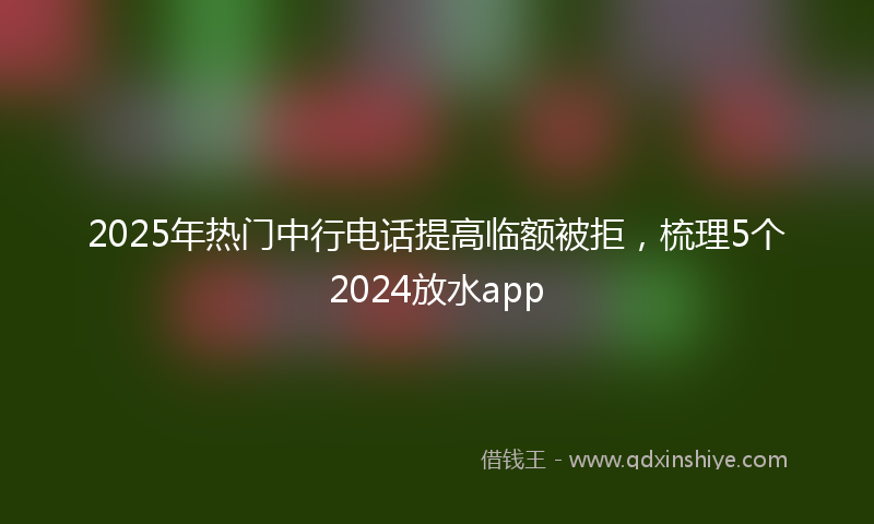 2025年热门中行电话提高临额被拒，梳理5个2024放水app