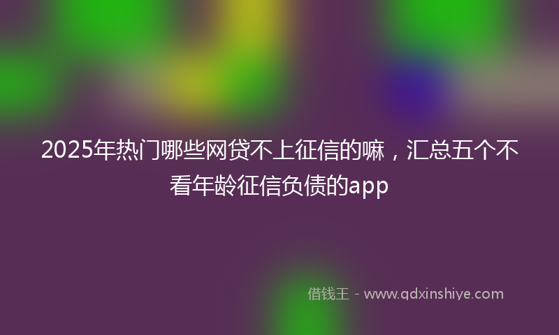 2025年热门哪些网贷不上征信的嘛，汇总五个不看年龄征信负债的app