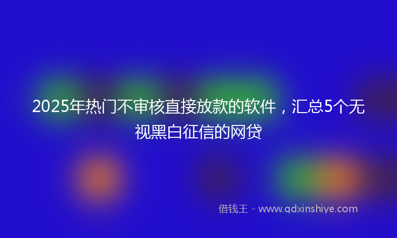 2025年热门不审核直接放款的软件，汇总5个无视黑白征信的网贷