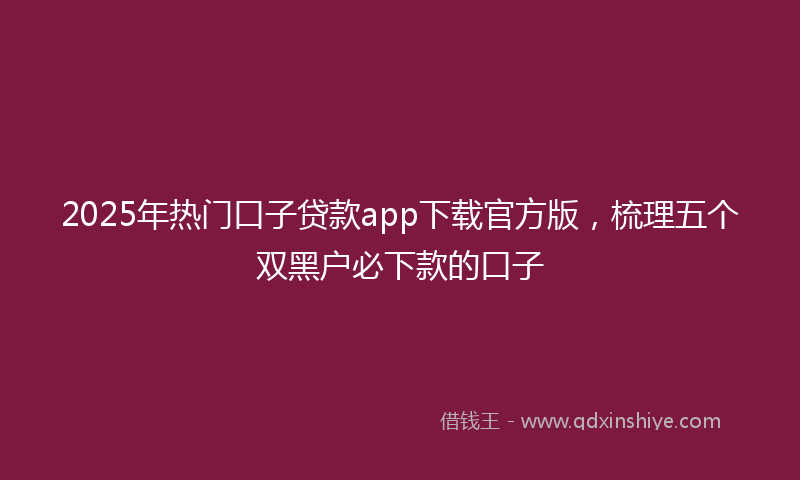 2025年热门口子贷款app下载官方版，梳理五个双黑户必下款的口子