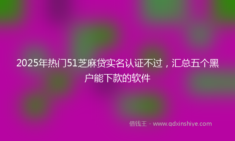 2025年热门51芝麻贷实名认证不过，汇总五个黑户能下款的软件