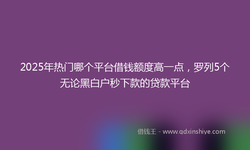 2025年热门哪个平台借钱额度高一点，罗列5个无论黑白户秒下款的贷款平台