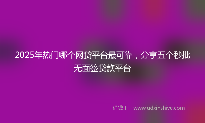 2025年热门哪个网贷平台最可靠，分享五个秒批无面签贷款平台
