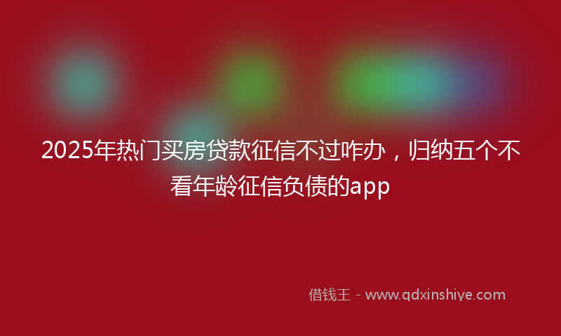 2025年热门买房贷款征信不过咋办，归纳五个不看年龄征信负债的app