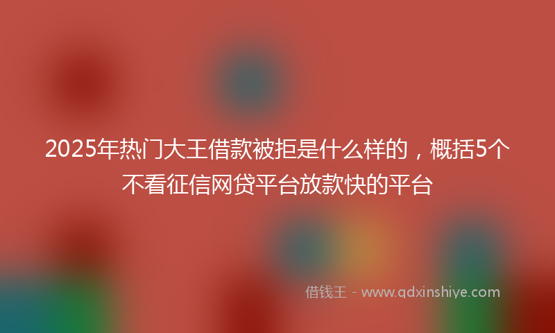 2025年热门大王借款被拒是什么样的，概括5个不看征信网贷平台放款快的平台