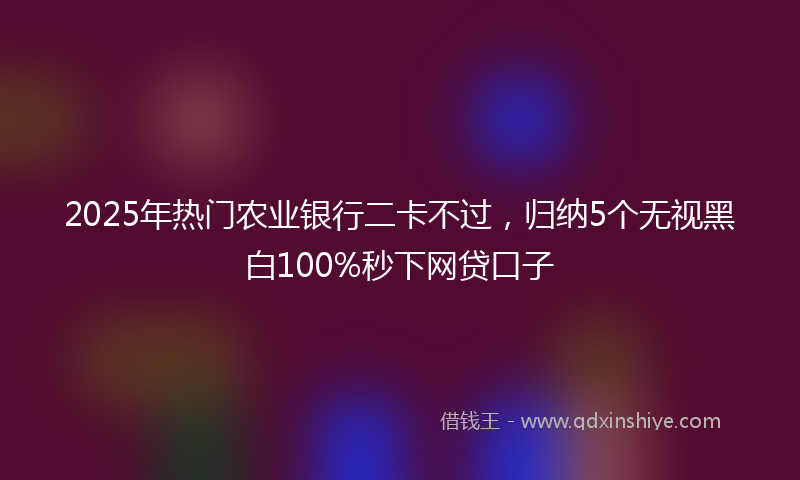 2025年热门农业银行二卡不过，归纳5个无视黑白100%秒下网贷口子