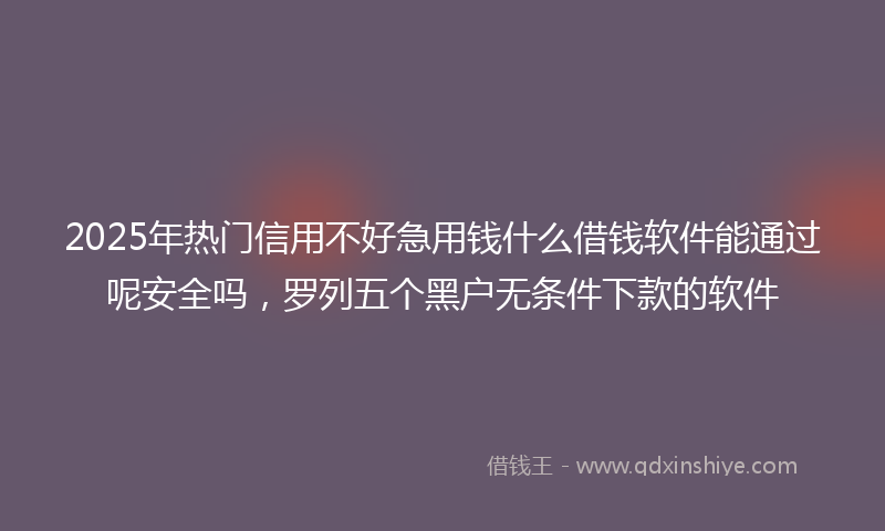 2025年热门信用不好急用钱什么借钱软件能通过呢安全吗，罗列五个黑户无条件下款的软件