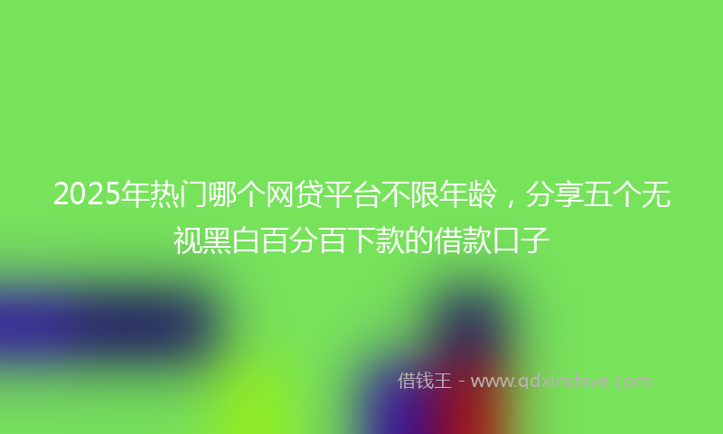 2025年热门哪个网贷平台不限年龄，分享五个无视黑白百分百下款的借款口子