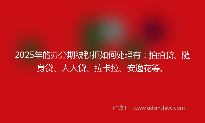 2025年的办分期被秒拒如何处理有：拍拍贷、随身贷、人人贷、拉卡拉、安逸花等。