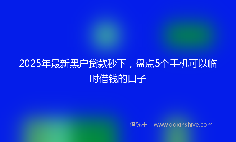 2025年最新黑户贷款秒下，盘点5个手机可以临时借钱的口子