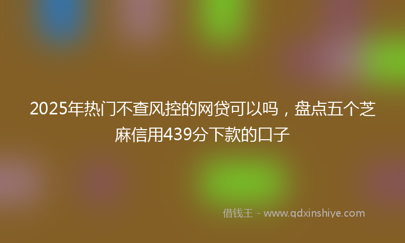 2025年热门不查风控的网贷可以吗，盘点五个芝麻信用439分下款的口子