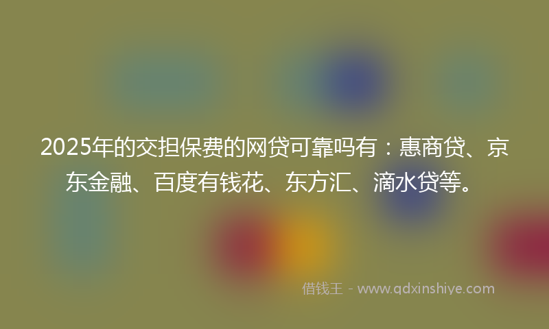 2025年的交担保费的网贷可靠吗有：惠商贷、京东金融、百度有钱花、东方汇、滴水贷等。