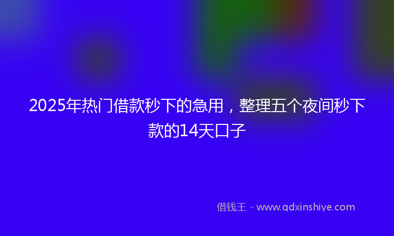 2025年热门借款秒下的急用，整理五个夜间秒下款的14天口子