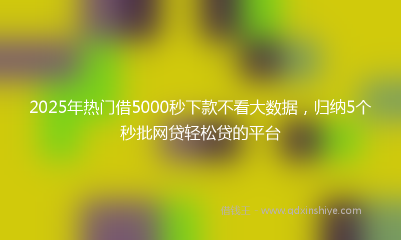 2025年热门借5000秒下款不看大数据,归纳5个秒批网贷轻松贷的平台