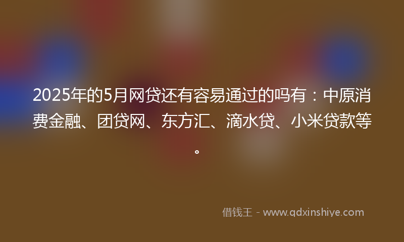 2025年的5月网贷还有容易通过的吗有：中原消费金融、团贷网、东方汇、滴水贷、小米贷款等。