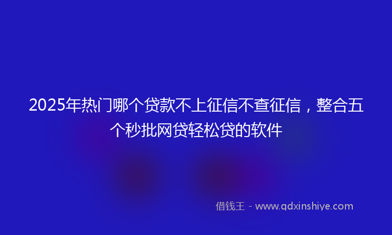 2025年热门哪个贷款不上征信不查征信，整合五个秒批网贷轻松贷的软件
