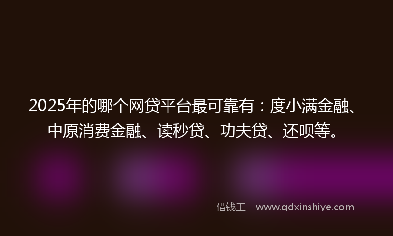 2025年的哪个网贷平台最可靠有：度小满金融、中原消费金融、读秒贷、功夫贷、还呗等。