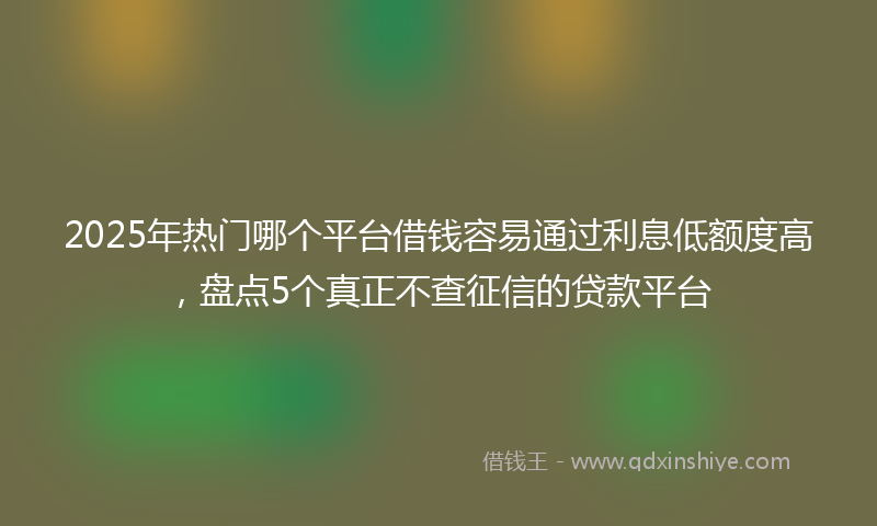 2025年热门哪个平台借钱容易通过利息低额度高，盘点5个真正不查征信的贷款平台