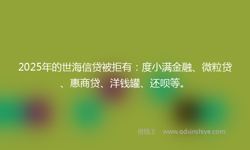 2025年的世海信贷被拒有：度小满金融、微粒贷、惠商贷、洋钱罐、还呗等。