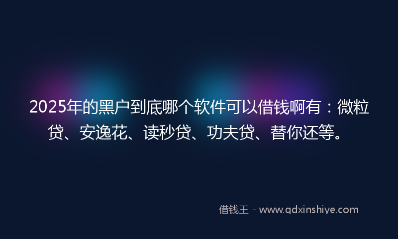 2025年的黑户到底哪个软件可以借钱啊有：微粒贷、安逸花、读秒贷、功夫贷、替你还等。