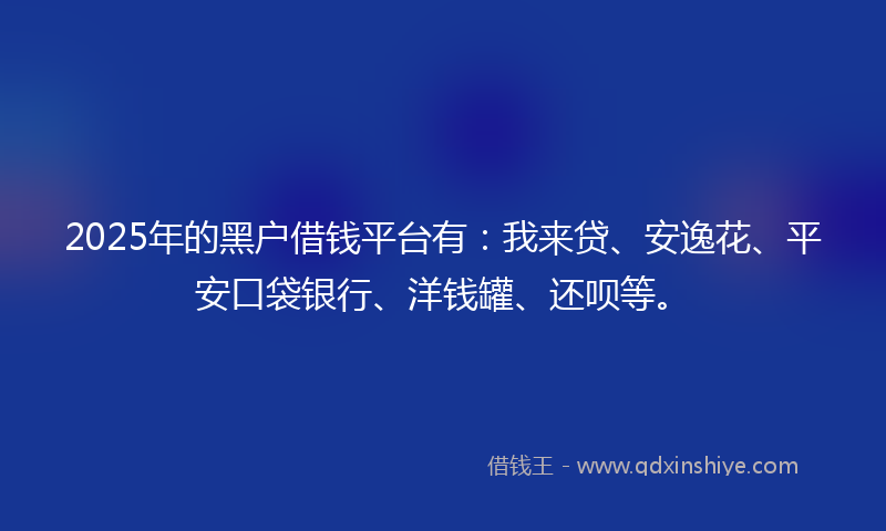 2025年的黑户借钱平台有：我来贷、安逸花、平安口袋银行、洋钱罐、还呗等。