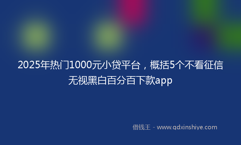 2025年热门1000元小贷平台，概括5个不看征信无视黑白百分百下款app