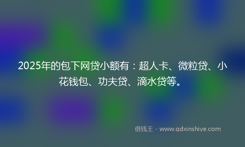 2025年的包下网贷小额有：超人卡、微粒贷、小花钱包、功夫贷、滴水贷等。