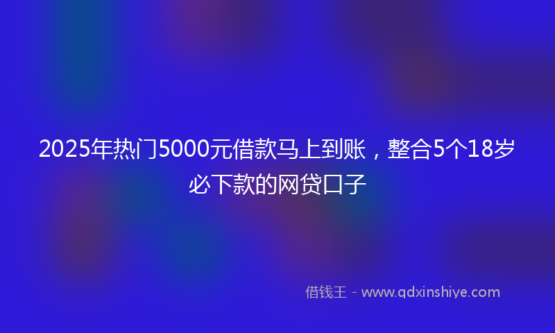 2025年热门5000元借款马上到账，整合5个18岁必下款的网贷口子
