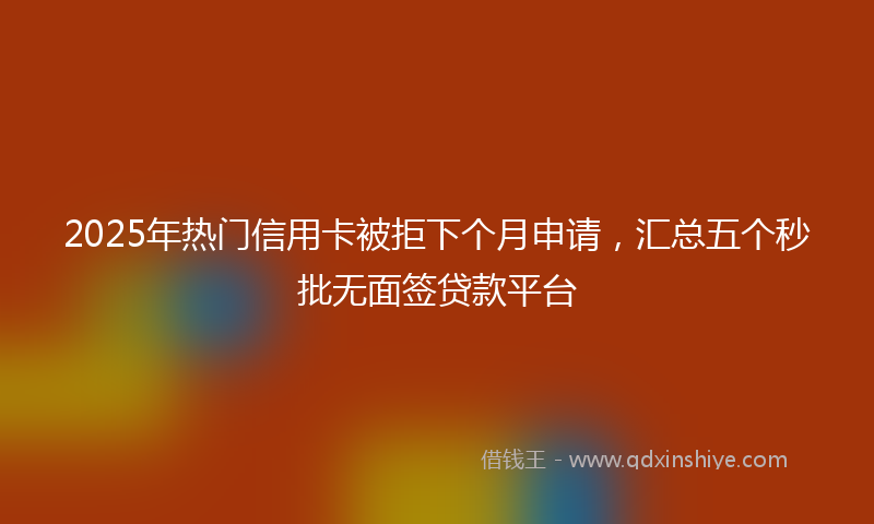 2025年热门信用卡被拒下个月申请，汇总五个秒批无面签贷款平台