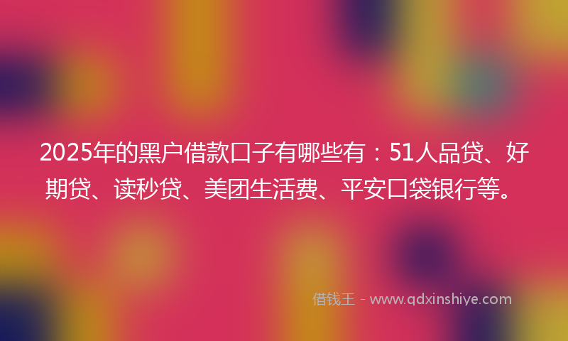 2025年的黑户借款口子有哪些有：51人品贷、好期贷、读秒贷、美团生活费、平安口袋银行等。