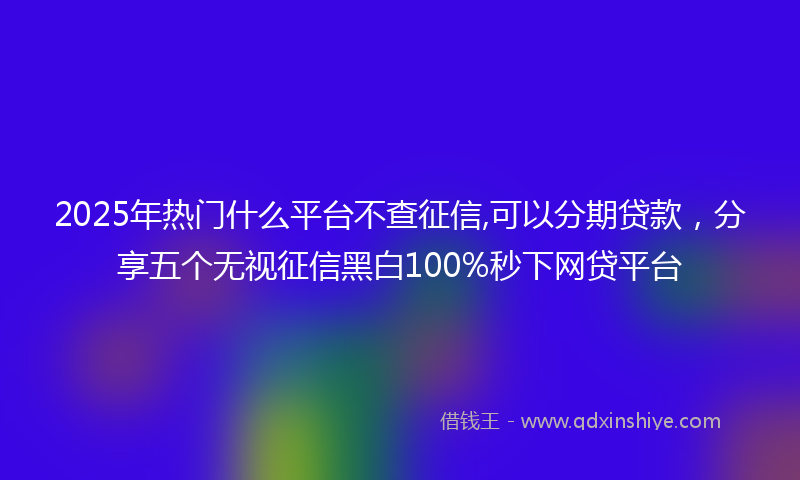 2025年热门什么平台不查征信,可以分期贷款，分享五个无视征信黑白100%秒下网贷平台