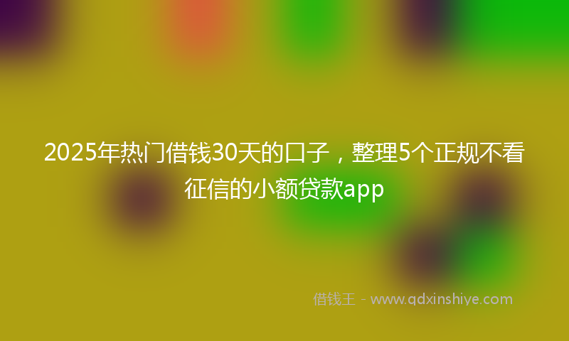 2025年热门借钱30天的口子，整理5个正规不看征信的小额贷款app