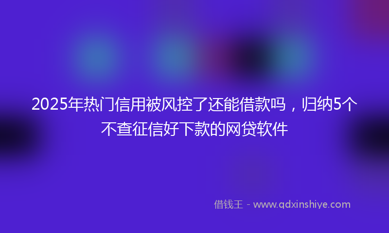 2025年热门信用被风控了还能借款吗，归纳5个不查征信好下款的网贷软件